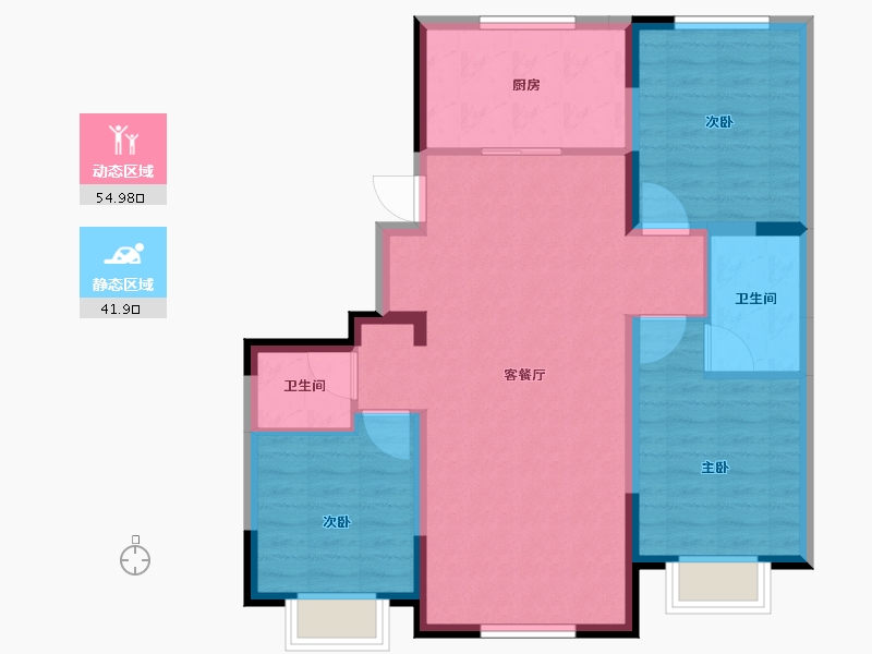 吉林省-长春市-红大汇诚三期-87.19-户型库-动静分区