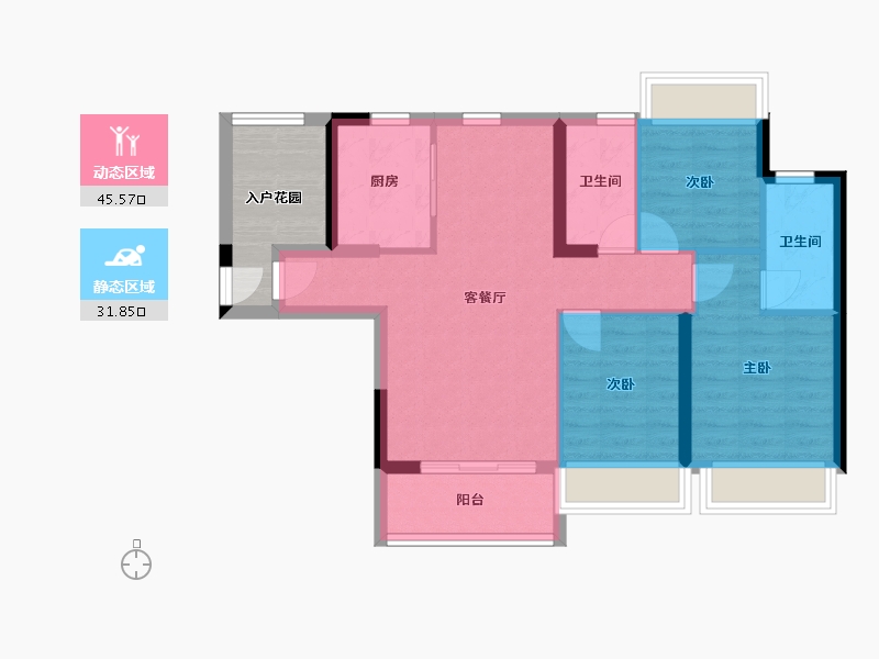 广东省-珠海市-华发水岸新城·水岸华府-75.12-户型库-动静分区