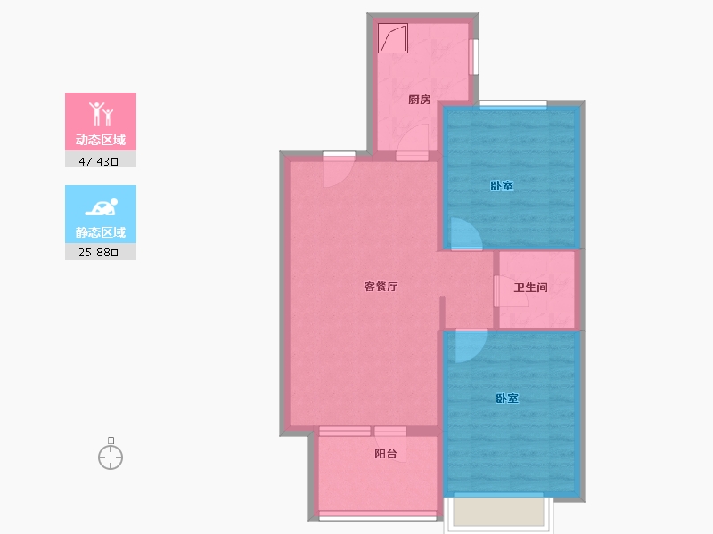 河北省-廊坊市-霸州荣盛新城-64.87-户型库-动静分区