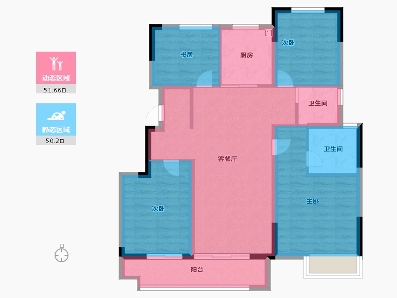 浙江省-嘉兴市-万科朝起云山府-91.00-户型库-动静分区