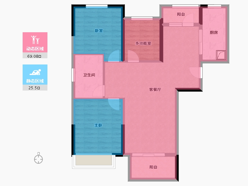 河南省-郑州市-正弘中央公园-84.35-户型库-动静分区