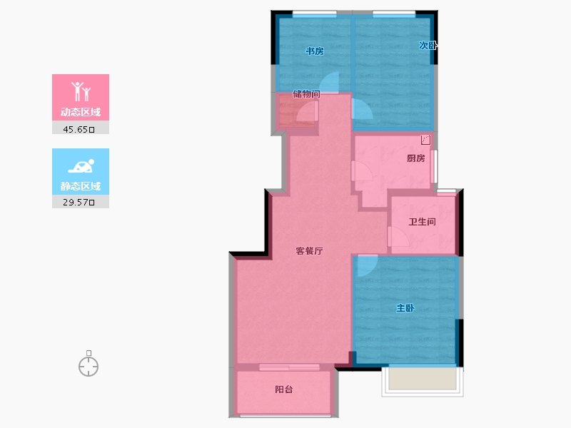 浙江省-嘉兴市-万科朝起云山府-67.00-户型库-动静分区