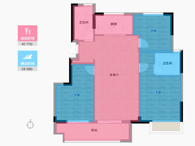 浙江省-嘉兴市-万科朝起云山府-76.00-户型库-动静分区