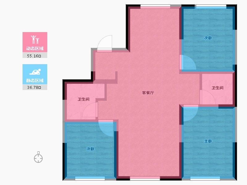 吉林省-长春市-红大汇诚三期-82.35-户型库-动静分区