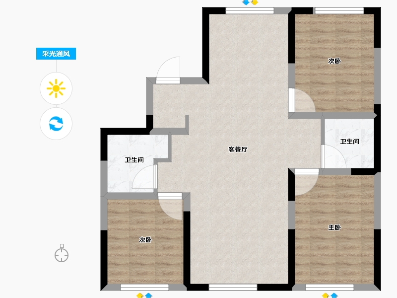 吉林省-长春市-红大汇诚三期-82.35-户型库-采光通风