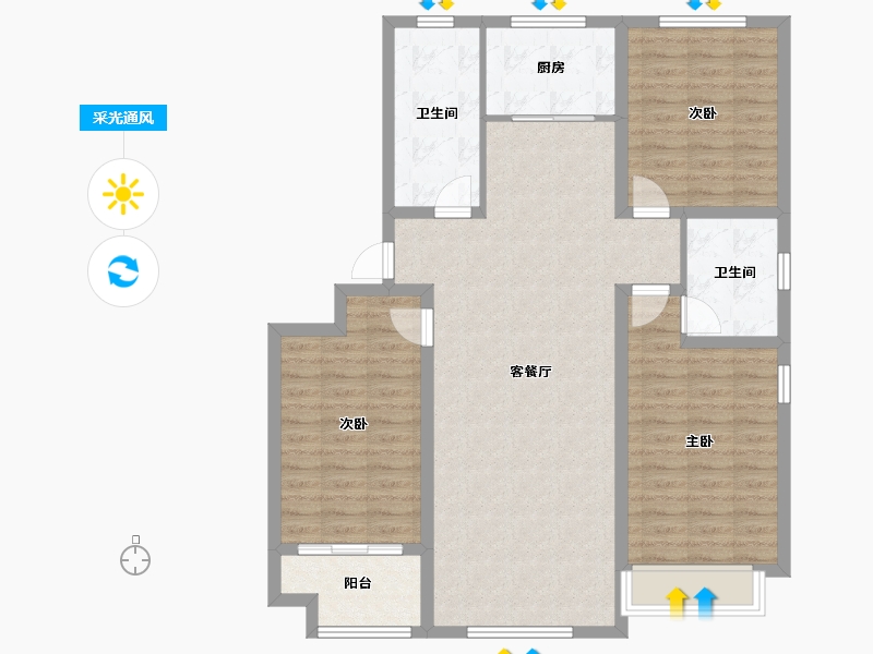 山东省-济南市-泉山盛景​-108.01-户型库-采光通风