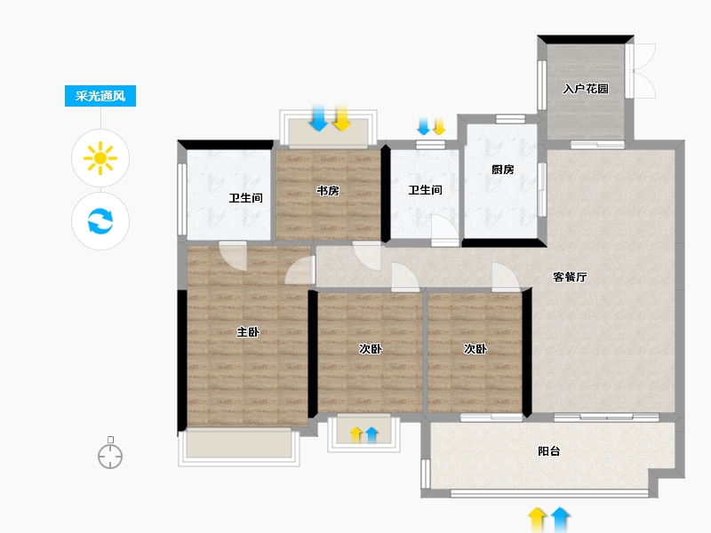 广东省-湛江市-民大蓝海峰境-145.00-户型库-采光通风