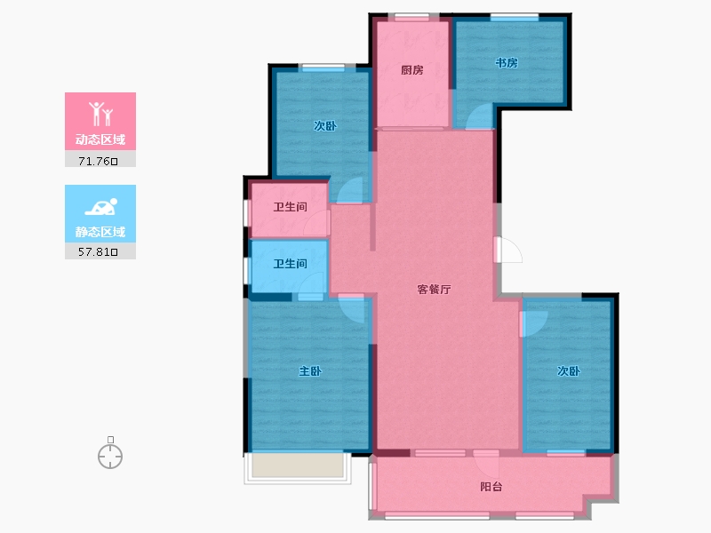 宁夏回族自治区-银川市-中环西园-128.00-户型库-动静分区