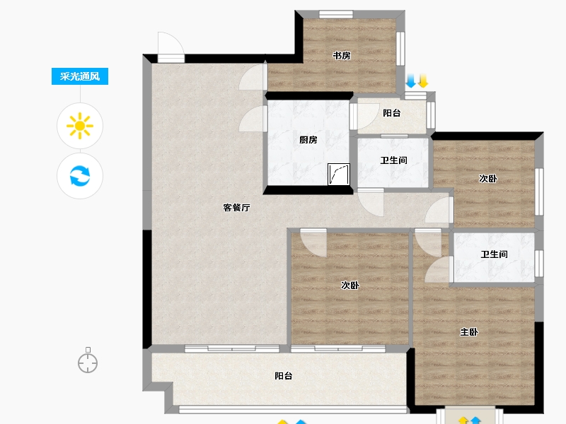 广西壮族自治区-北海市-龙湾名郡-95.00-户型库-采光通风