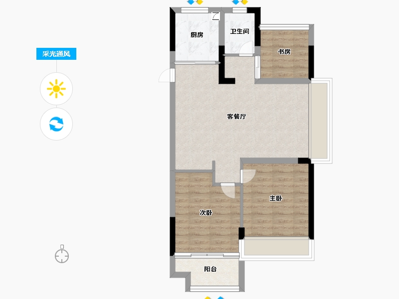 浙江省-嘉兴市-鸿翔金桂里-62.99-户型库-采光通风