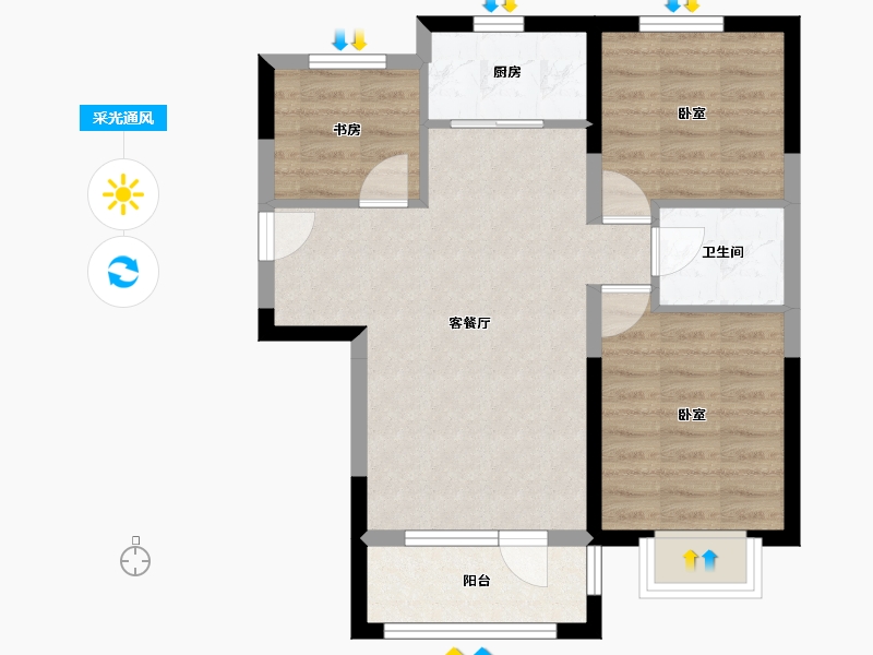 河北省-廊坊市-首开国风悦府-62.05-户型库-采光通风