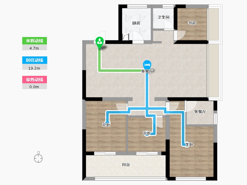 浙江省-嘉兴市-蔚蓝名苑-88.89-户型库-动静线