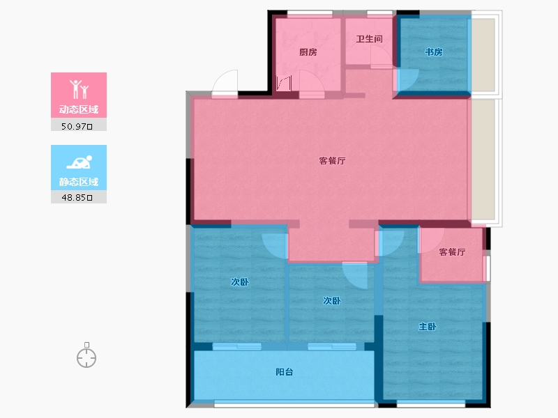 浙江省-嘉兴市-蔚蓝名苑-88.89-户型库-动静分区