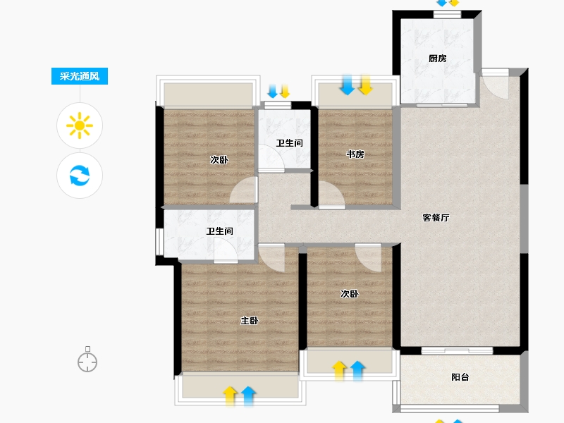 江苏省-淮安市-文锦城天玺府-100.00-户型库-采光通风