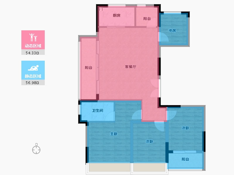 浙江省-嘉兴市-蓝城锦月园-100.00-户型库-动静分区