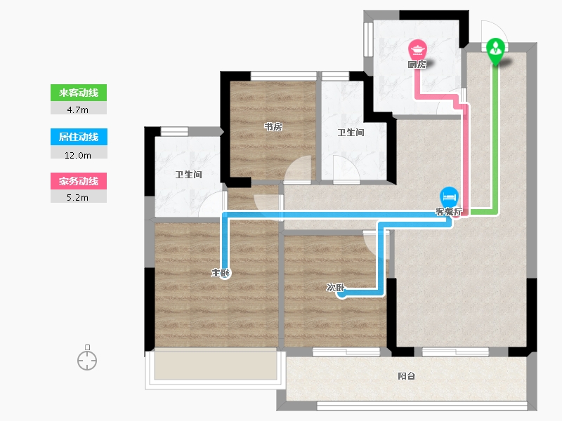 浙江省-嘉兴市-蓝城锦月园-72.00-户型库-动静线