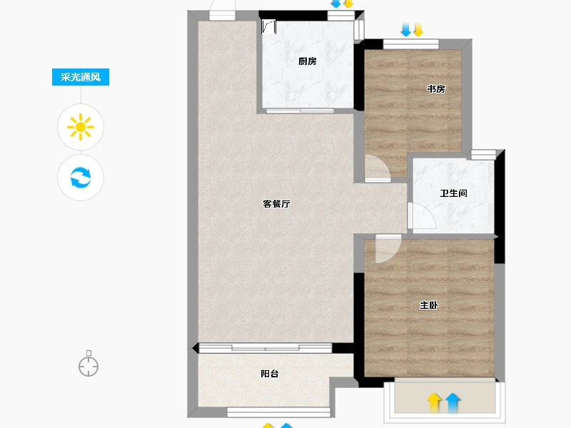 浙江省-嘉兴市-鸿翔金桂里-55.00-户型库-采光通风