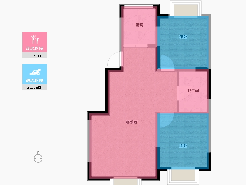 吉林省-长春市-红大汇诚三期-58.29-户型库-动静分区