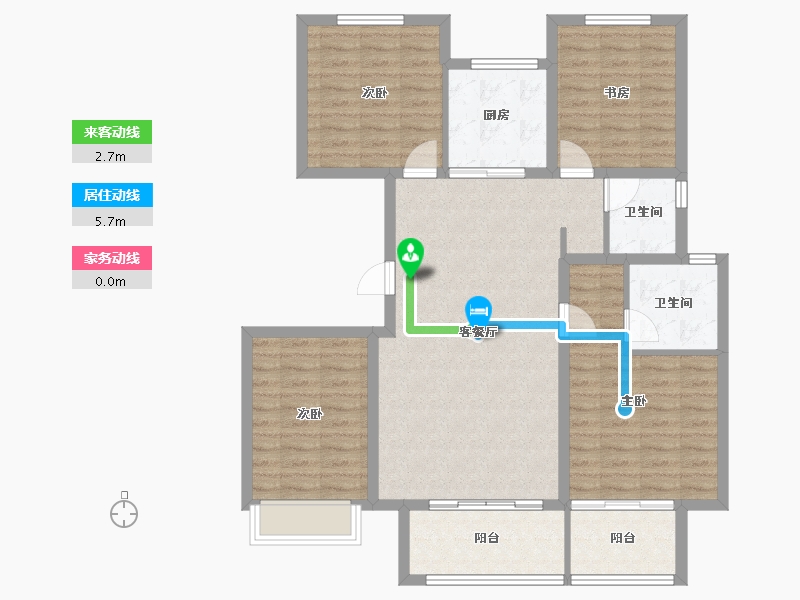 河北省-廊坊市-潮白河孔雀城瑞泽学府-104.96-户型库-动静线