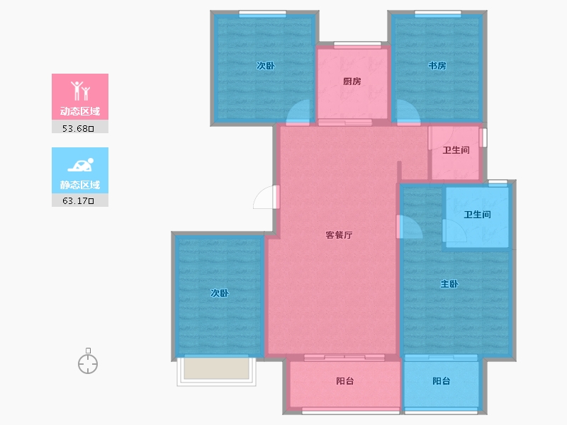 河北省-廊坊市-潮白河孔雀城瑞泽学府-104.96-户型库-动静分区