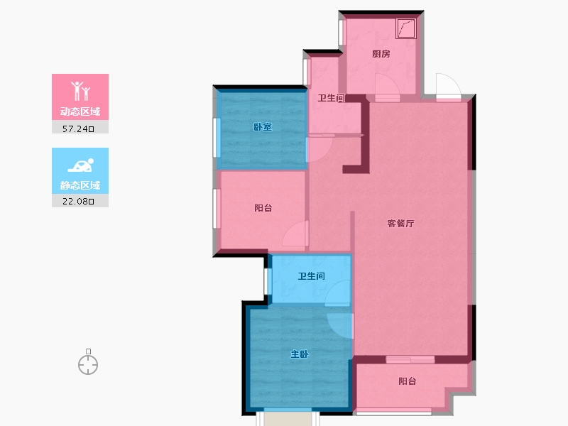 湖南省-长沙市-金科集美天辰-78.00-户型库-动静分区