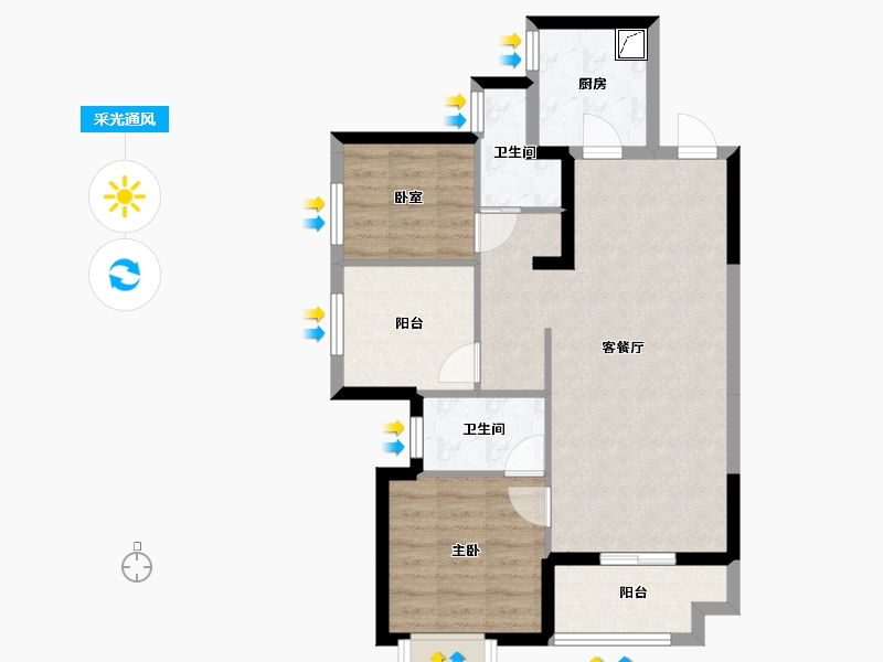 湖南省-长沙市-金科集美天辰-78.00-户型库-采光通风