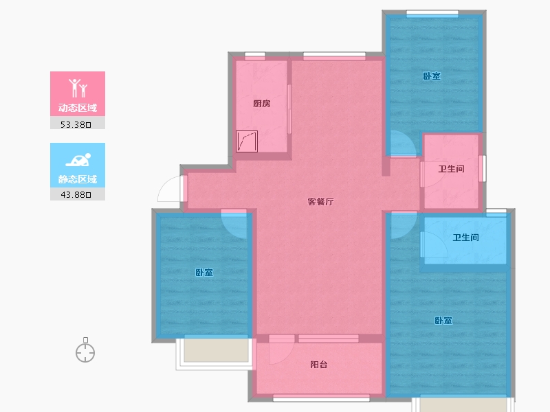 河北省-廊坊市-霸州荣盛新城-85.54-户型库-动静分区