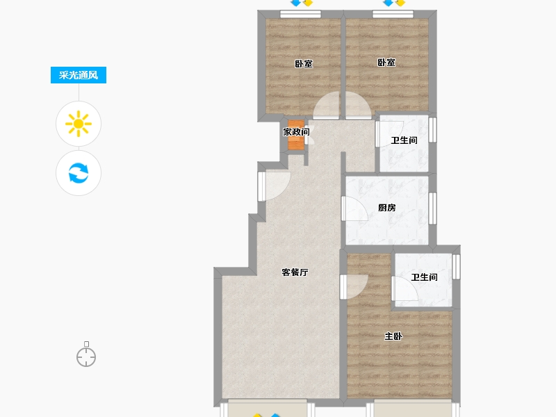 河北省-保定市-华远·海蓝城-68.38-户型库-采光通风