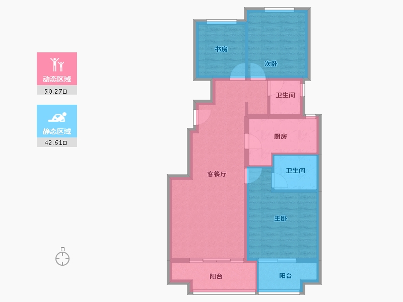 河北省-廊坊市-潮白河孔雀城瑞泽学府-82.75-户型库-动静分区