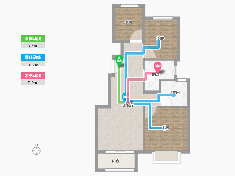 河北省-廊坊市-潮白河孔雀城瑞泽学府-71.21-户型库-动静线