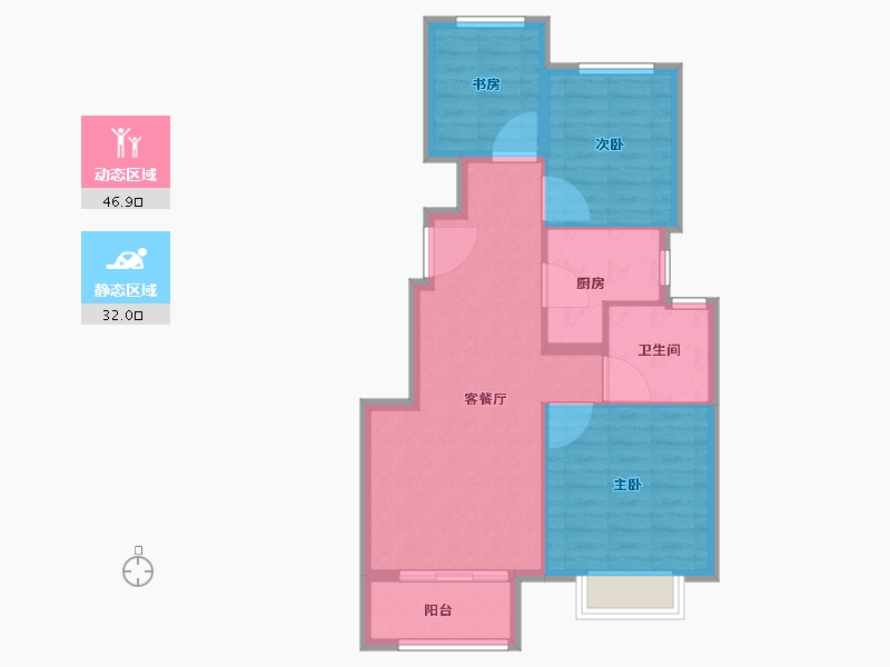 河北省-廊坊市-潮白河孔雀城瑞泽学府-71.21-户型库-动静分区