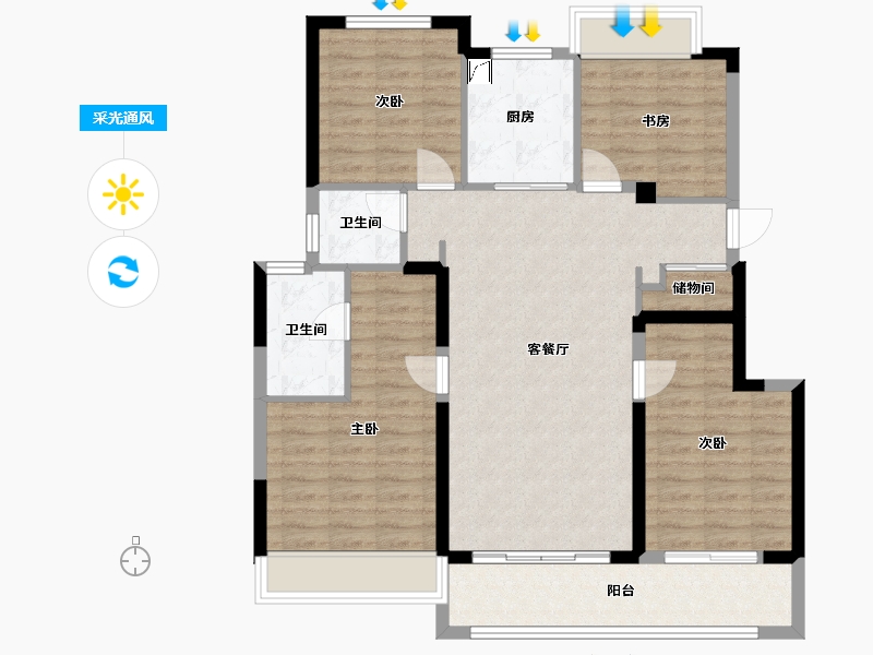 江苏省-无锡市-建发泊月湾-103.00-户型库-采光通风