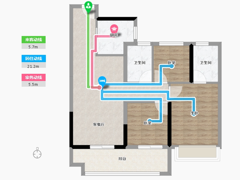 河南省-郑州市-敏捷·锦绣源筑-81.60-户型库-动静线