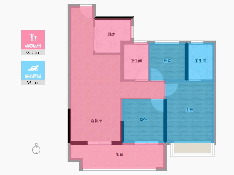 河南省-郑州市-敏捷·锦绣源筑-81.60-户型库-动静分区