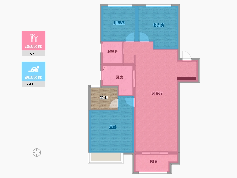 河南省-郑州市-金科·集美公馆-92.00-户型库-动静分区