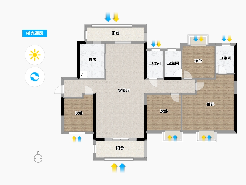 广西壮族自治区-南宁市-龙光天瀛-133.00-户型库-采光通风