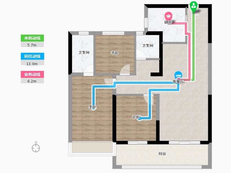 河南省-郑州市-常绿东风宸苑-86.80-户型库-动静线