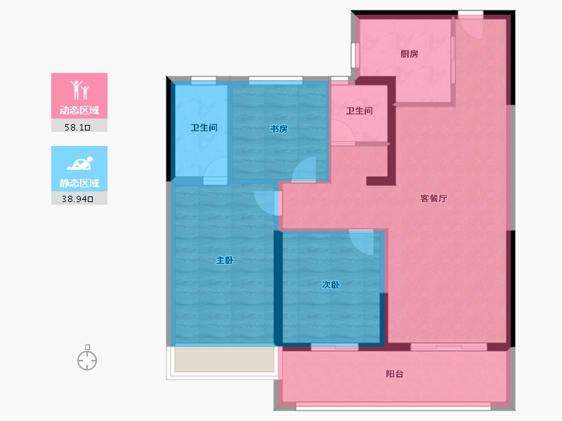 河南省-郑州市-常绿东风宸苑-86.80-户型库-动静分区