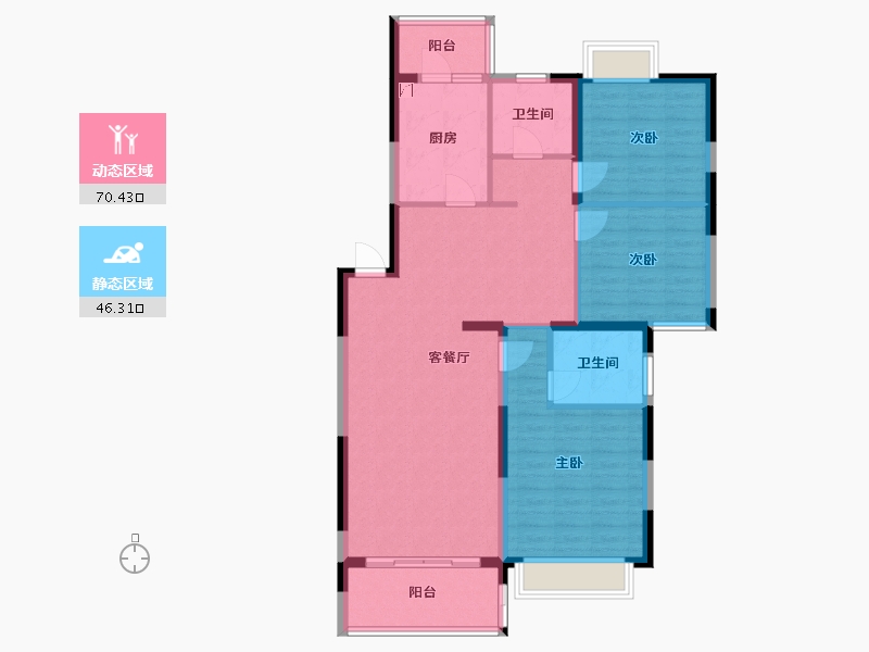 陕西省-西安市-紫薇田园都市K区-112.00-户型库-动静分区