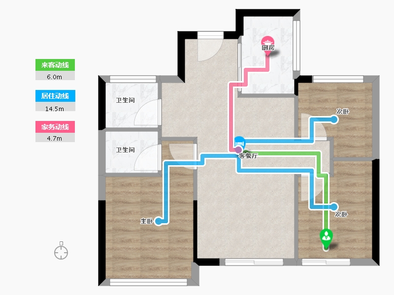 福建省-福州市-万科城市花园-63.05-户型库-动静线