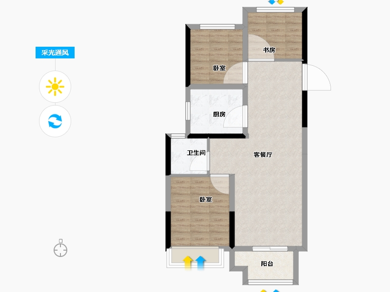 河南省-郑州市-康桥兰溪-71.20-户型库-采光通风