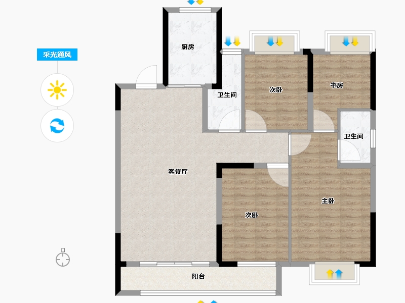 江苏省-南通市-尚上雅居-112.99-户型库-采光通风