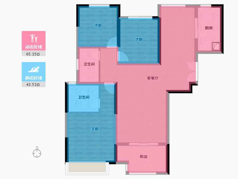 河南省-郑州市-正弘中央公园-96.71-户型库-动静分区