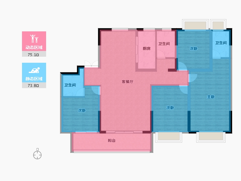 江苏省-南通市-珑悦花园-134.36-户型库-动静分区