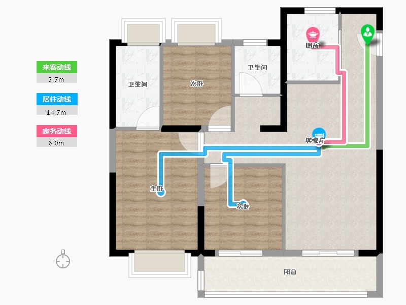 江苏省-南通市-光启花苑-94.40-户型库-动静线