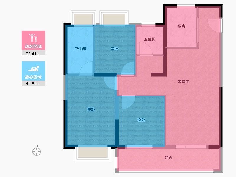 江苏省-南通市-光启花苑-94.40-户型库-动静分区