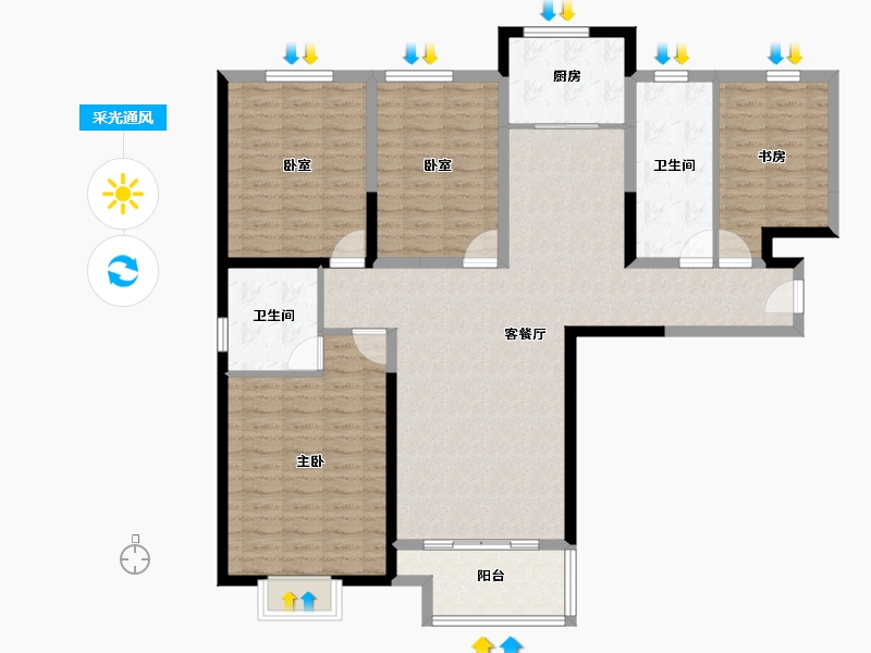 河南省-郑州市-宏光揽境-125.59-户型库-采光通风