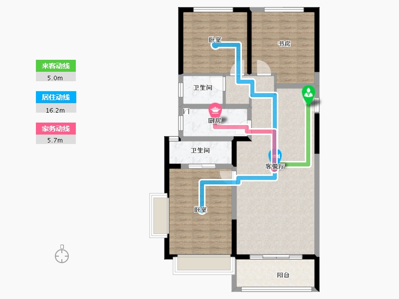 河南省-郑州市-金秋·九里庭院-101.71-户型库-动静线