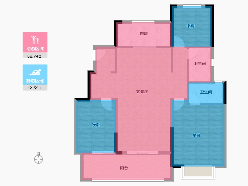 江苏省-南通市-中海翠湖溪岸-100.86-户型库-动静分区