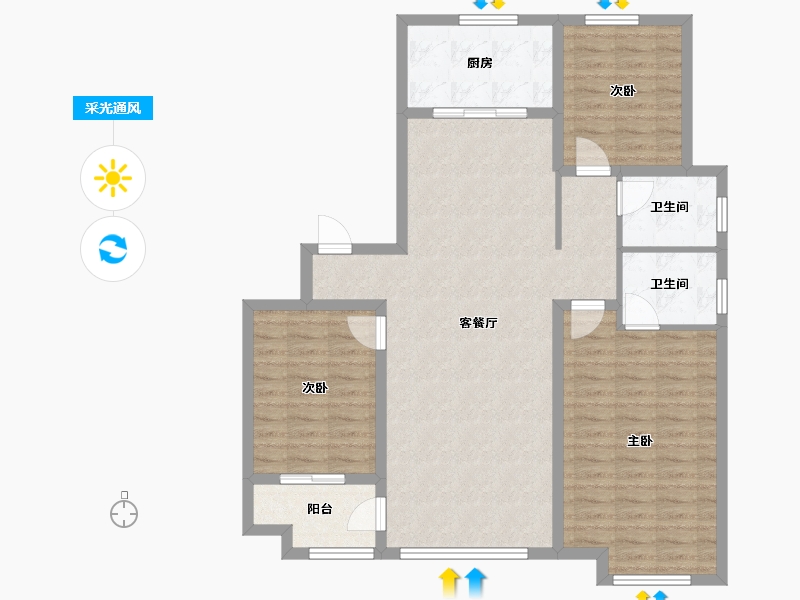 山东省-潍坊市-龙港育秀园-140.00-户型库-采光通风